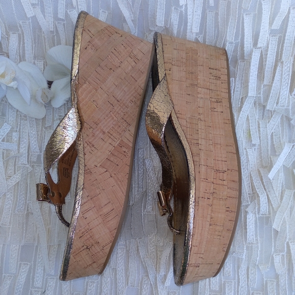 Coach Gold Foil Wedges - Picture 2 of 8